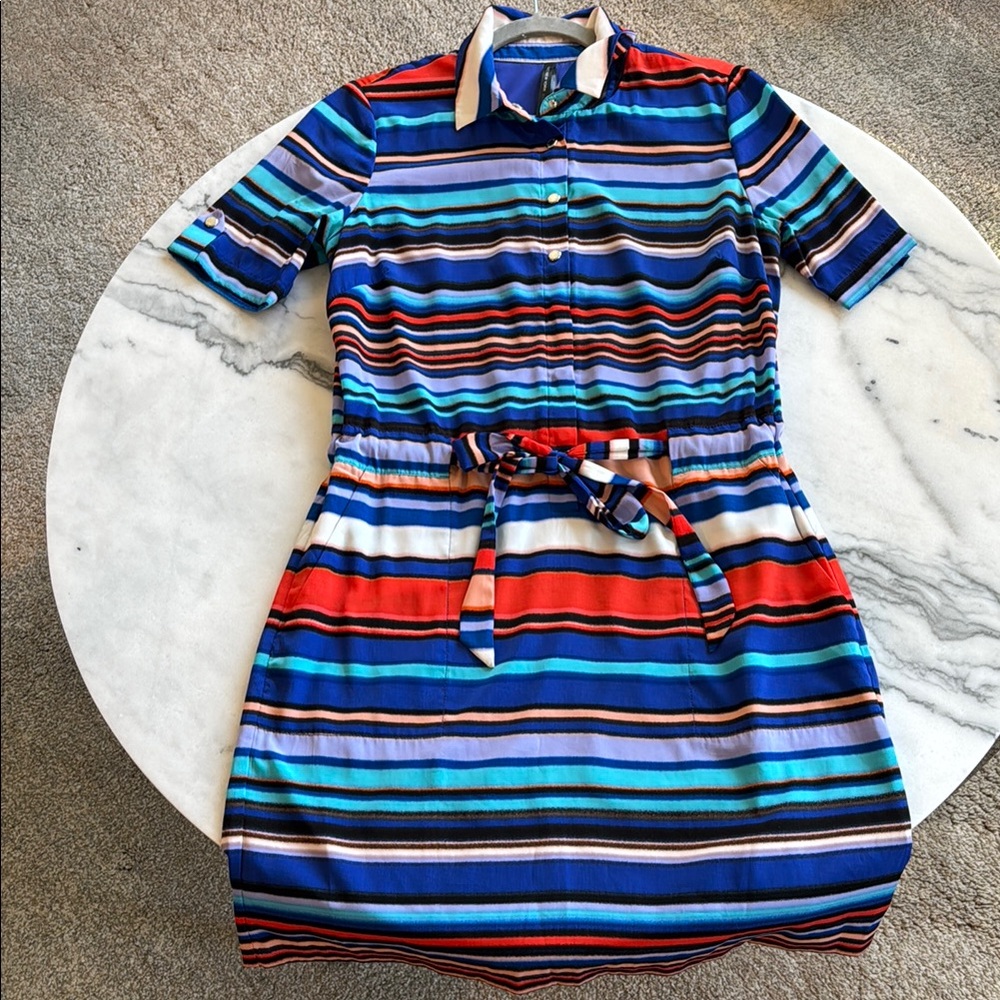 Marc New York Colorful Striped Button-Up Dress